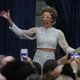 Artist Amy Sherald is introduced during the official portrait-unveiling of former first lady Michelle Obama. (Mark Wilson/Getty Images)